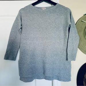 🌟 MERONA Ribbed Knit 3/4 Sleeve Sweater Blouse Top - Light Grey | Size: S